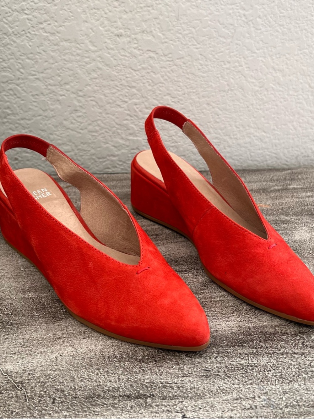 Eileen Fisher Gatwick Suede Slingback wedge pumps size 6.5